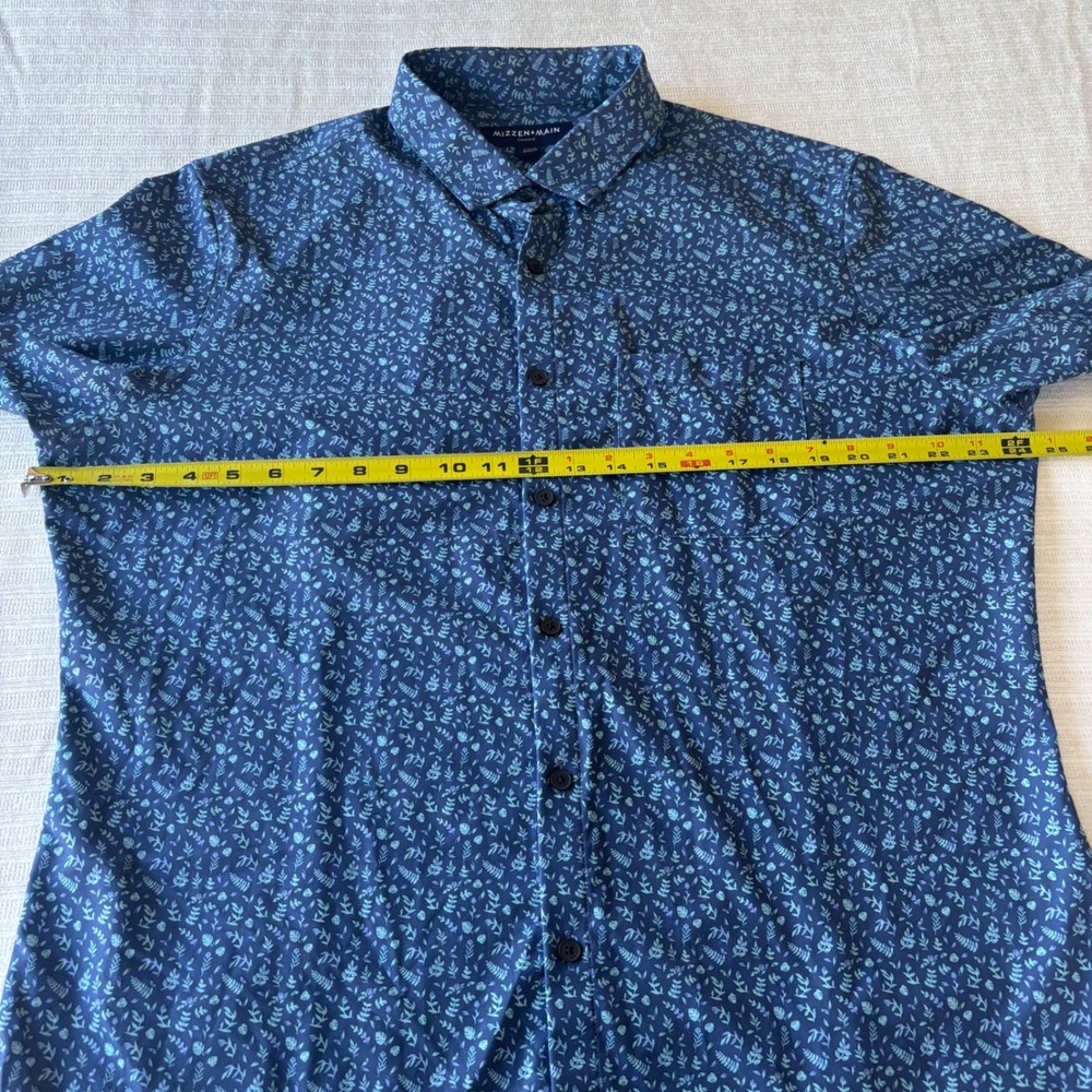 Mizzen+Main Leeward Trim Fit Short Sleeve Shirt XL Navy Blue Floral 1WS-0043-T - Picture 7 of 10